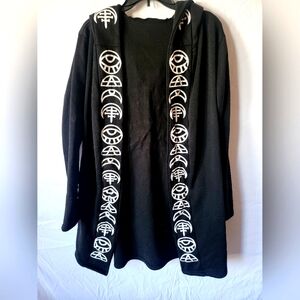 Black Hooded Jacket with White Symbols